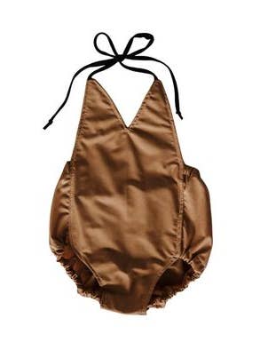 Chestnut Solid Romper for wholesale by The Baby Bird Boutique
