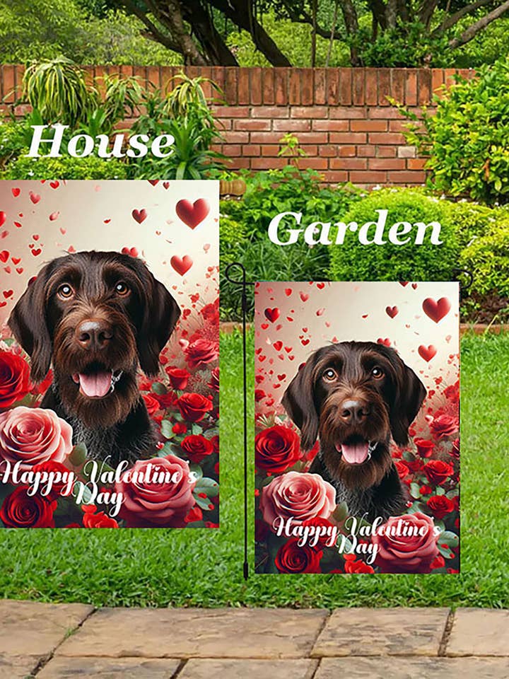 German Wirehaired Pointer - Valentine Garden Flag for wholesale by Best of Breed Products