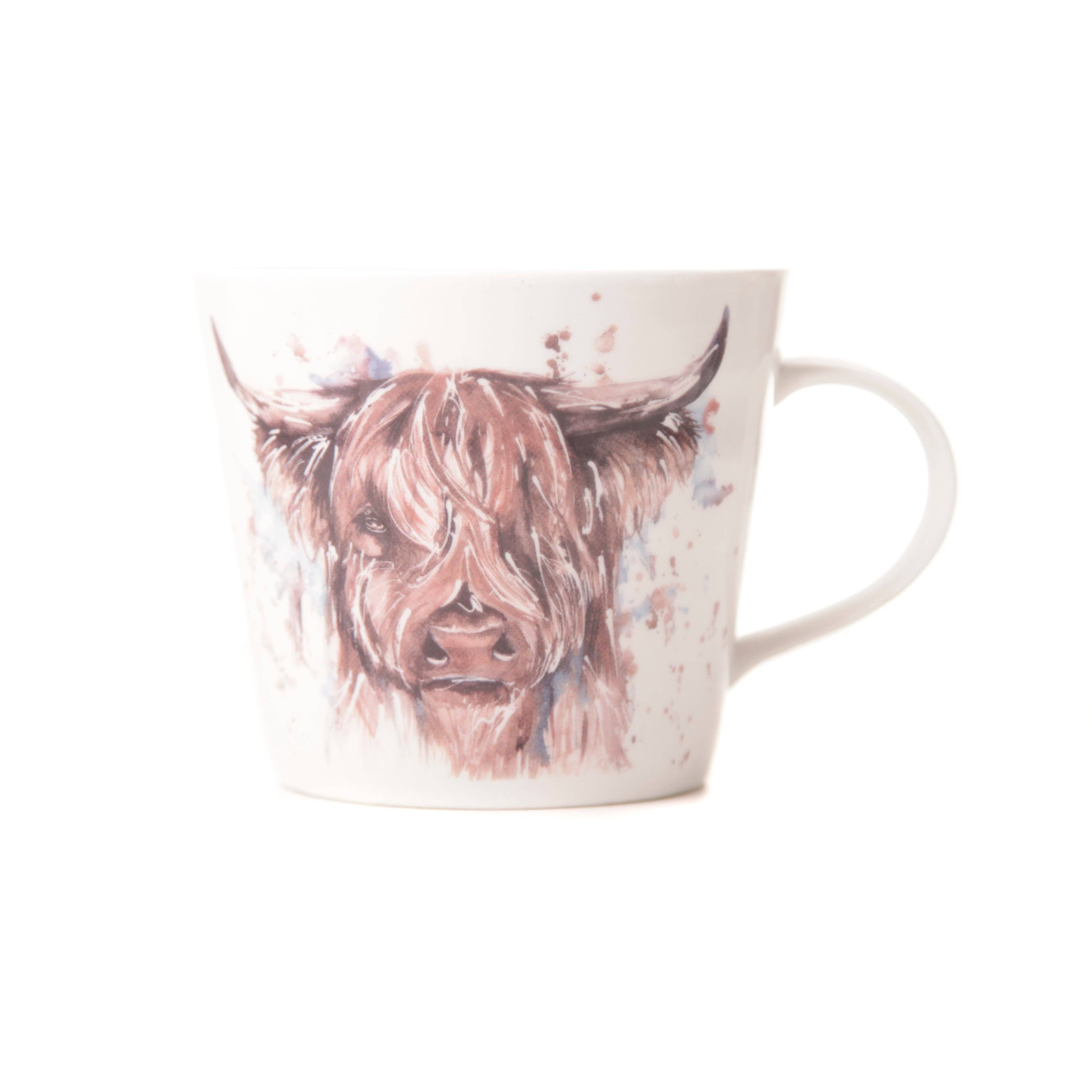 Meg Hawkins Art – wholesale Coffee mug – 'The Hebrides' Highland Cow Design Bone China Mug