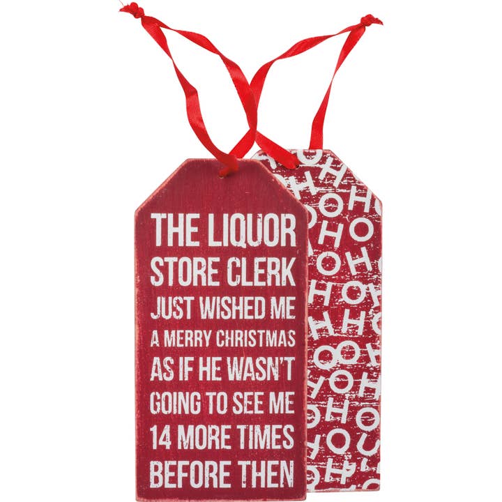 Liquor Clerk Bottle Tag for wholesale by Primitives by Kathy
