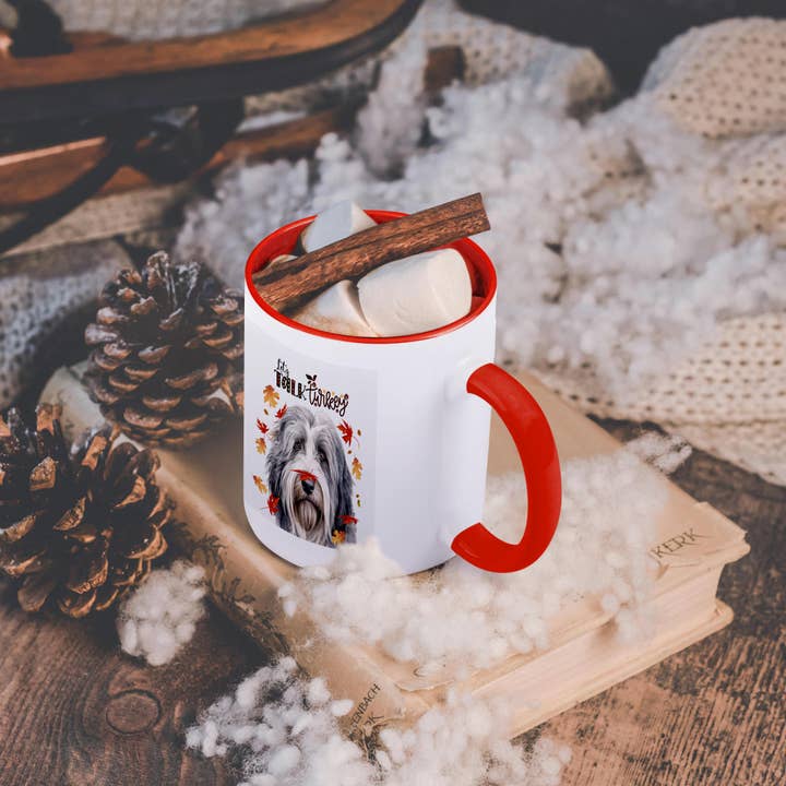 3dRose - Wholesale Coffee Mug - 3dRose, Bearded Collie with a Maple Leaf on its Nose for Thanksgiving Fun, Mug