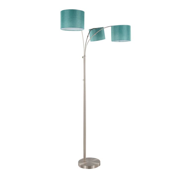 Brushed Nickel Turquoise Linen Willow Trio 84" Metal Floor Lamp for wholesale on Faire