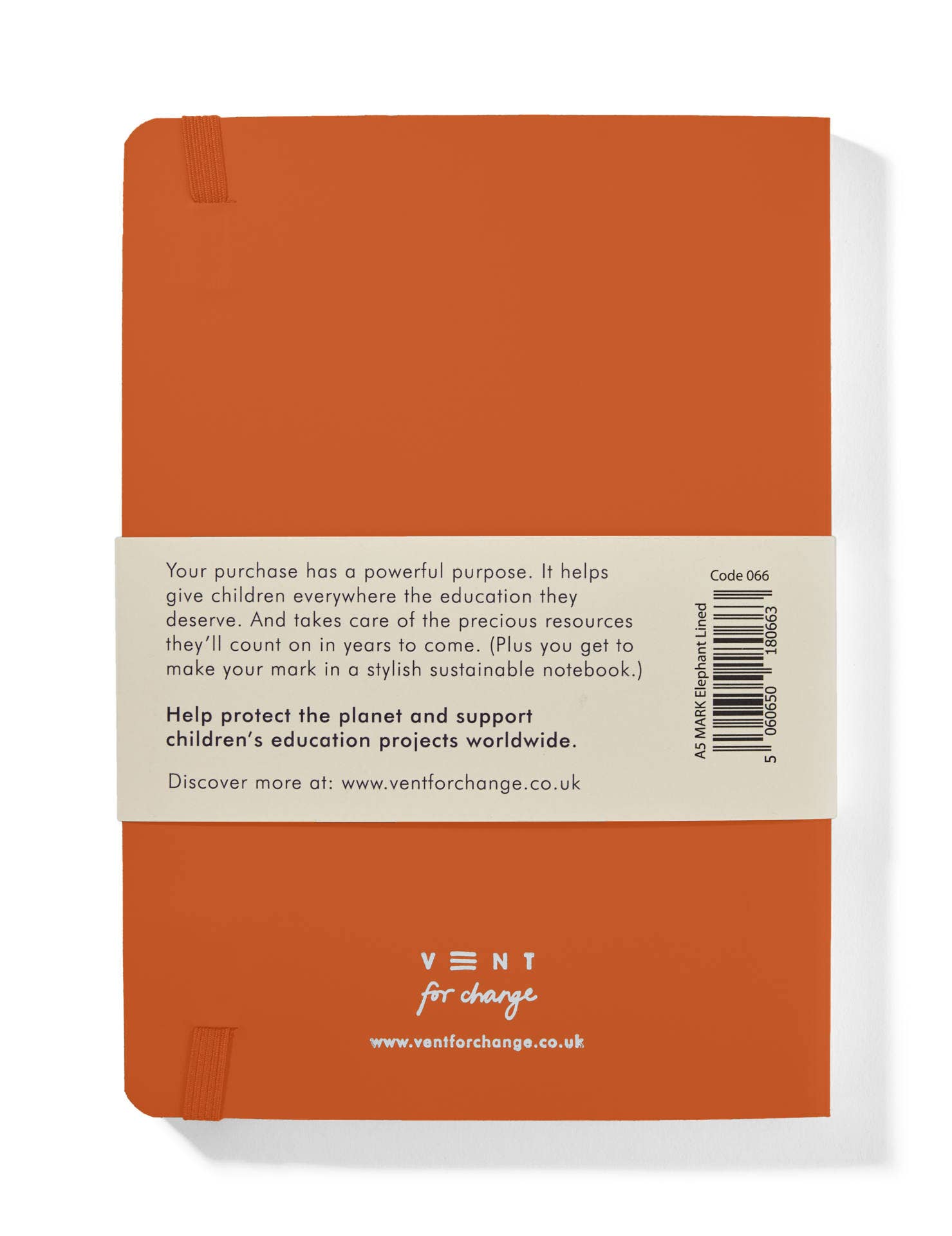VENT for Change - Wholesale Notebook - Notebook A5 Recycled Leather Lined  Paper - Orange6