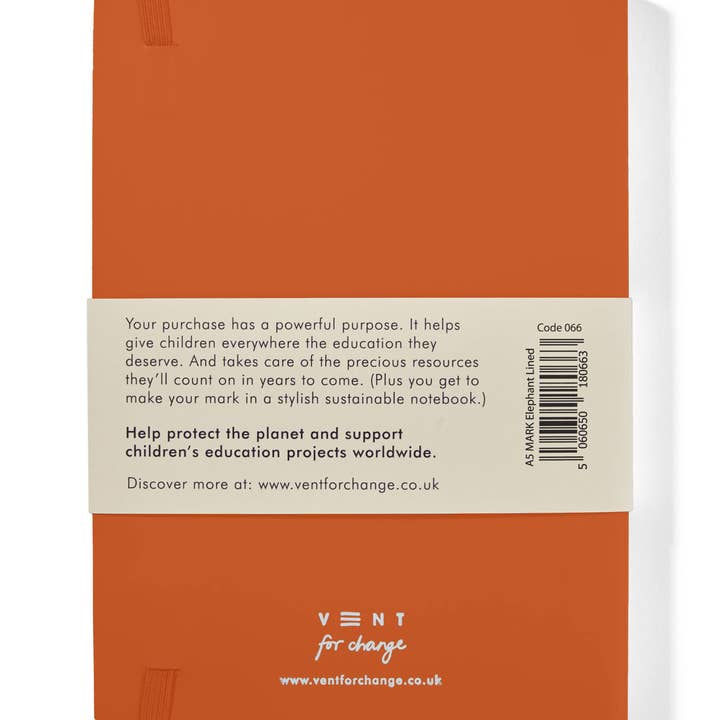 VENT for Change - Wholesale Notebook - Notebook A5 Recycled Leather Lined Paper - Orange6