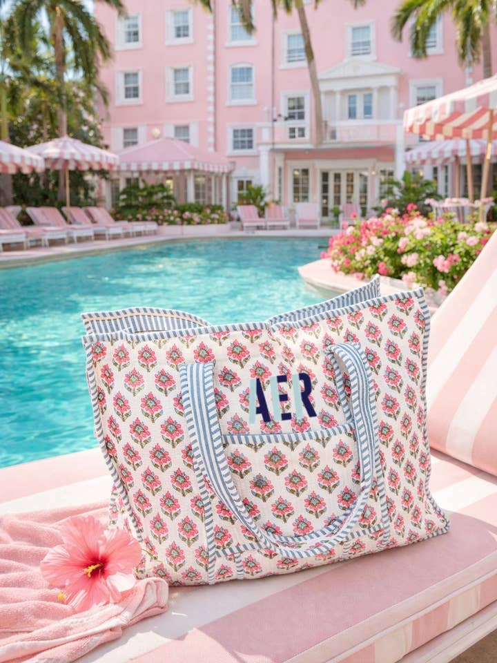 Isla Palm Tote for wholesale by The Monogram Corner