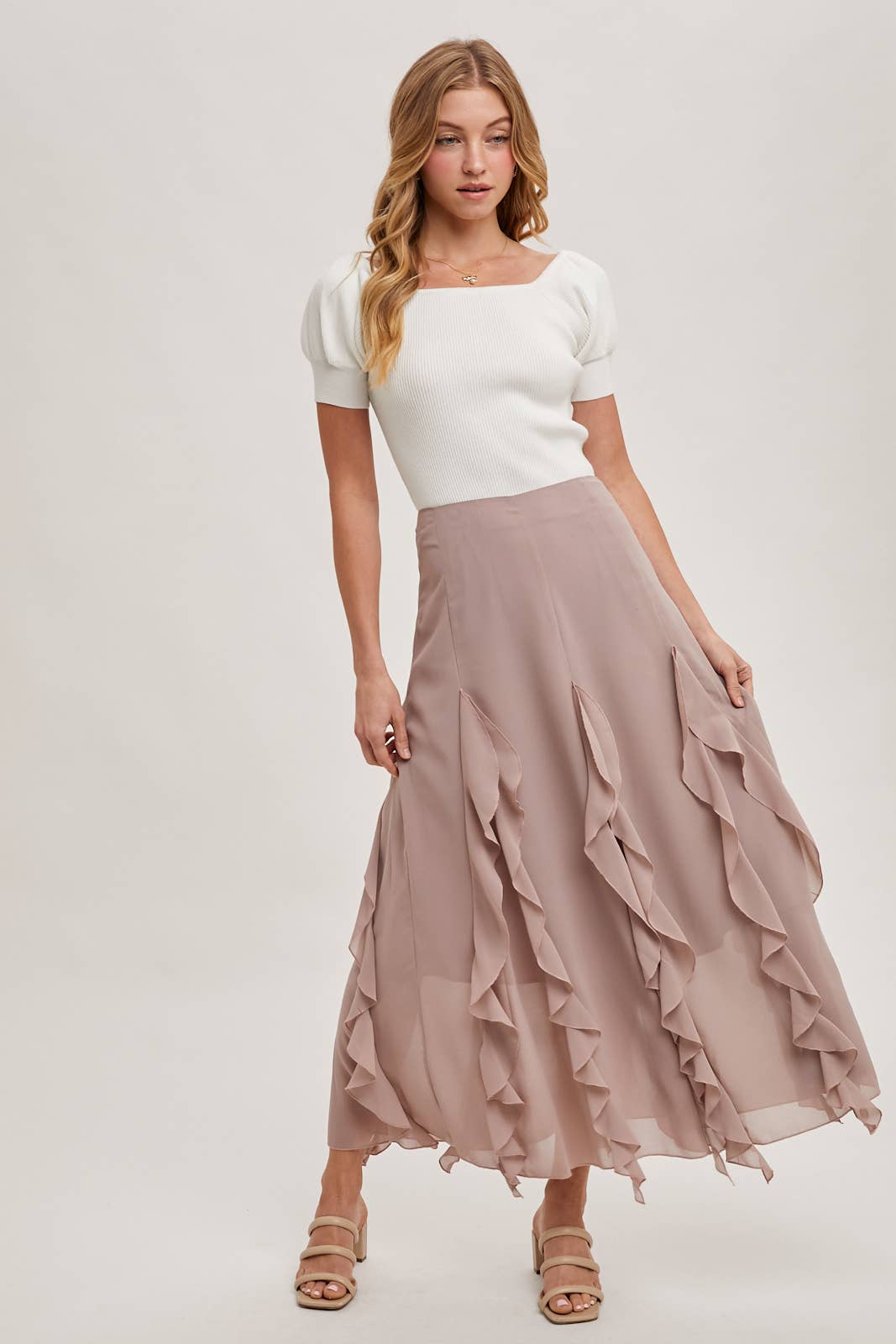 Peace Love Line - Wholesale Knit Top - Women's - PL6267 - SQAURE NECK PUFF SLEEVED KNIT TOP13