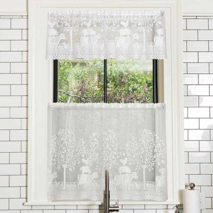 Farmhouse 60x30 Off-White Lace Tier Curtain for wholesale by Heritage Lace