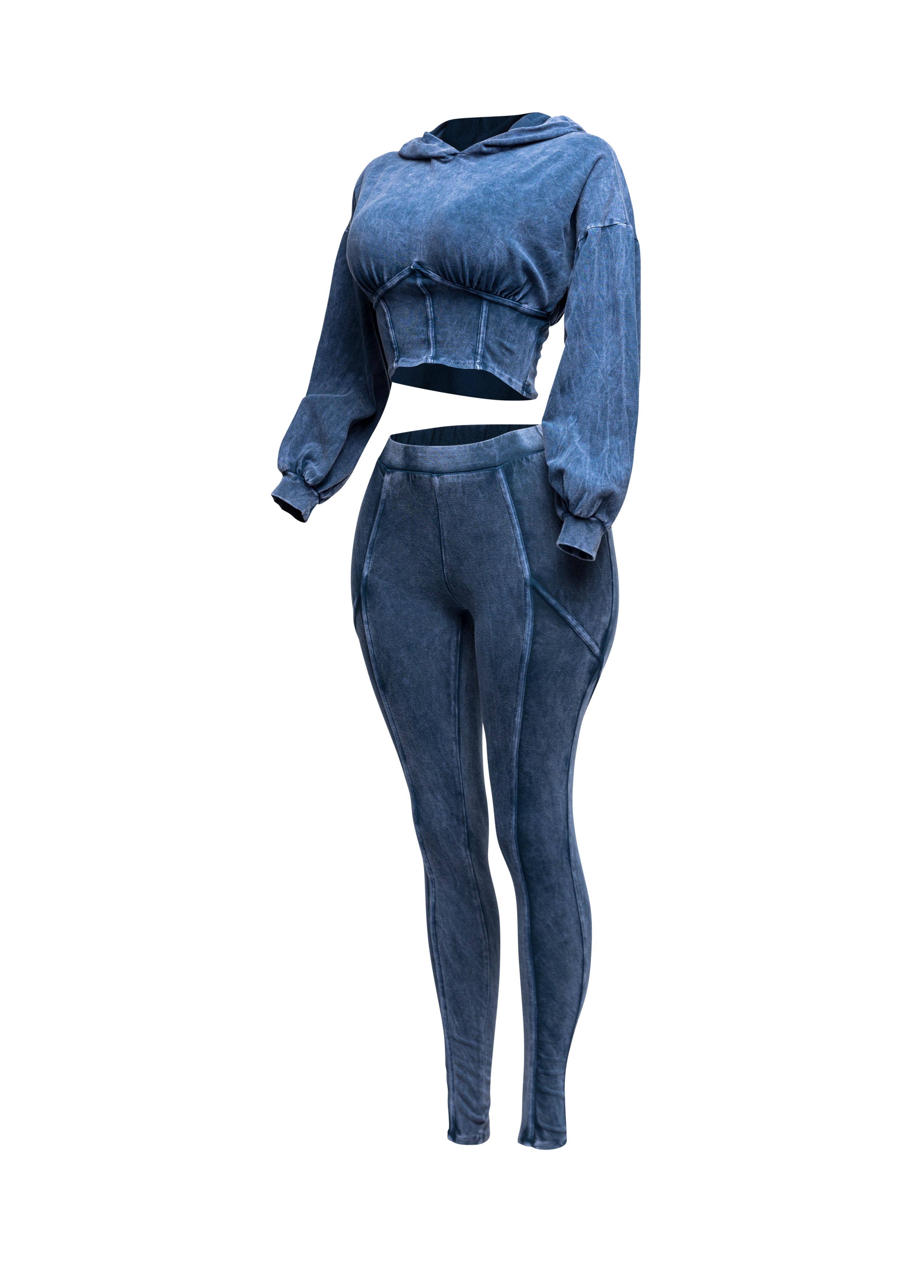 K Too - Wholesale Tops Set - Women's - Mineral washed hood top & leggings set14