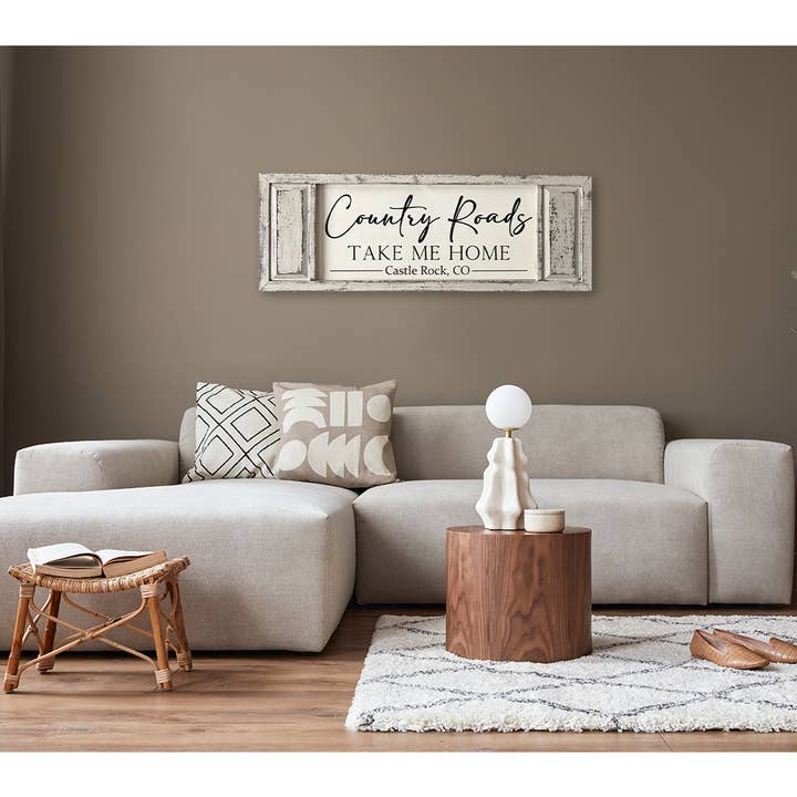 Jarmz Designs - Wholesale Sign - FRAMED CANVAS COUNTRY ROADS 12x35 Senoia, GA