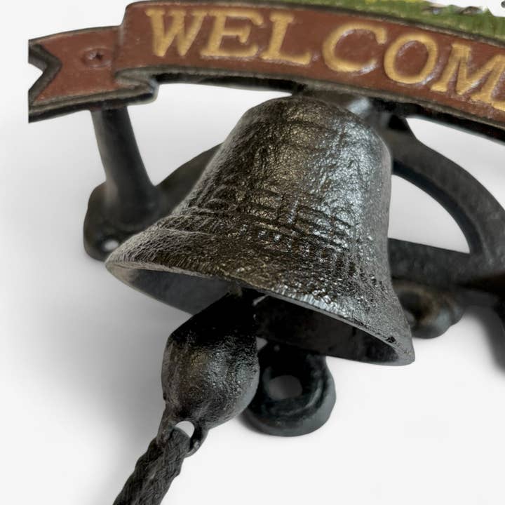 Iron & Blossom - Wholesale Sign - Rustic Cast Iron Cow Welcome Bell Sign, Farmhouse Door Decor1