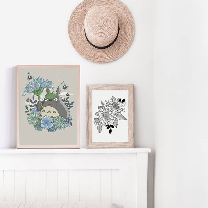 Sarah May Arts - Wholesale Art Print - Forest Spirit Print | Fine Line Anime Floral Art5