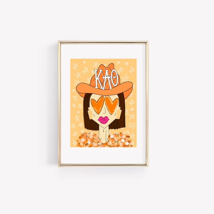 Kappa Alpha Theta - Cowgirl Funky arancione PERSONALIZZABILE - STAMPA per la vendita all'ingrosso da parte di Made By Marissa Art
