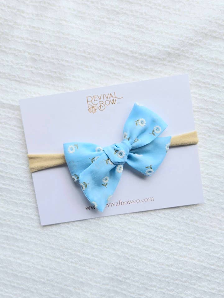 Lazo Pequeño de Molinillo • Floral Azul Aterciopelado para venta al por mayor de Revival Bow Co.