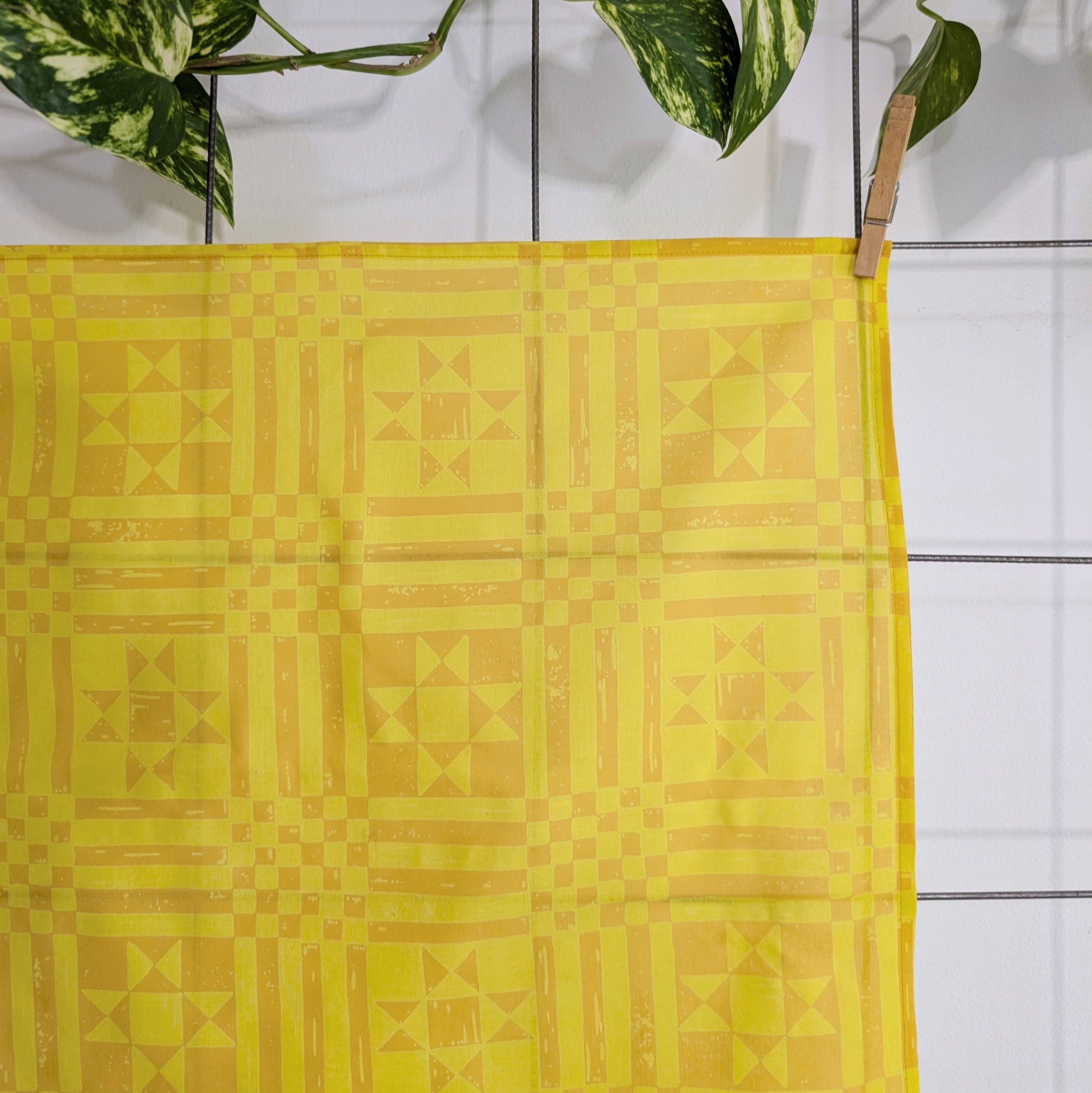 ilikesara | art + goods – wholesale Bandana – Women's – bandana | sawtooth yellow gold - geometric folk quilt pattern scarf neckerchief5