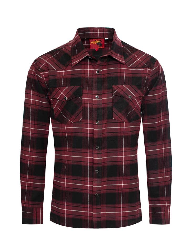 Heren westerse flanellen overhemden met drukknoopsluiting -FLS300-304 voor wholesale door Rodeo Clothing