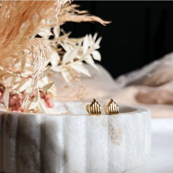 Lassoed Moon - Wholesale Stud/Post Earrings - Gold Art Deco Architecture Studs1