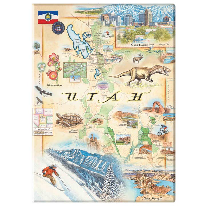 XPLORER MAPS - Wholesale Magnet - Utah State Map Magnet - Skier