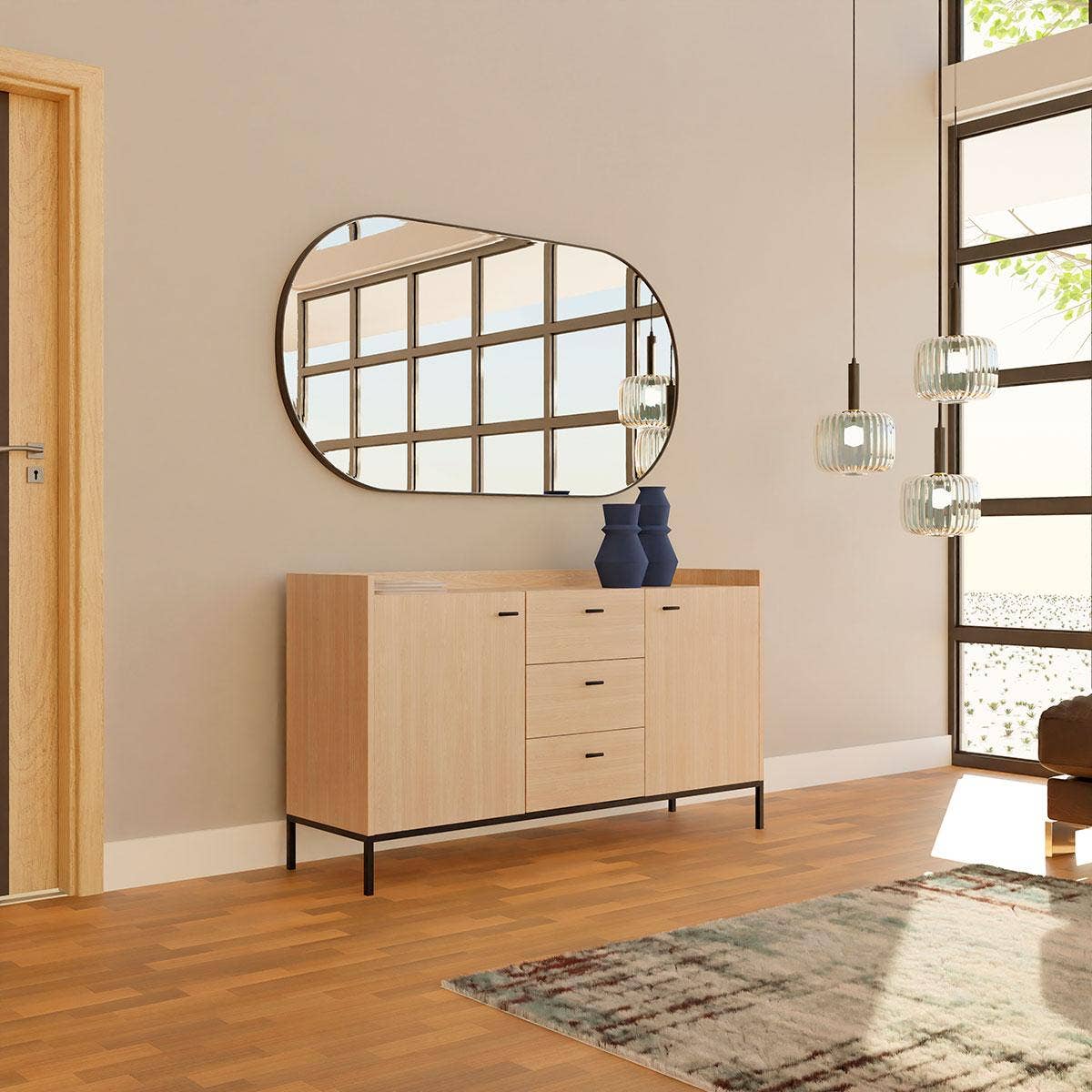 Gdeco - Wholesale Wall Mirror - Black Oval Resin Mirror 150*80 Cm1