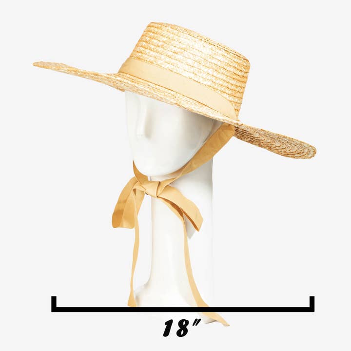 Collections by Fame Accessories - Wholesale Straw Hat - Women's - Straw Weave Ribbon Bow Chin Strap Sun Hat