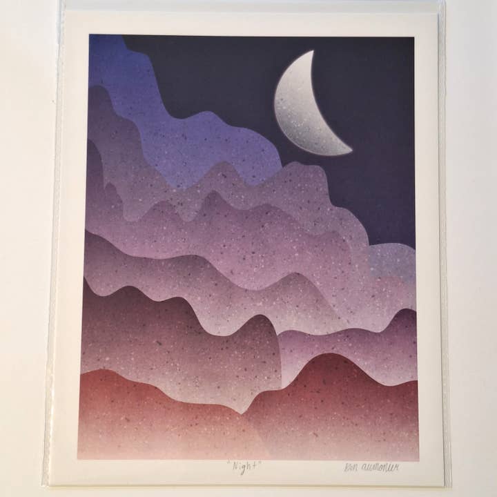 Paisagem Noturna de Montanha Impressão de Arte Assinada 8x10 Polegadas por atacado de Gen Aumonier Art