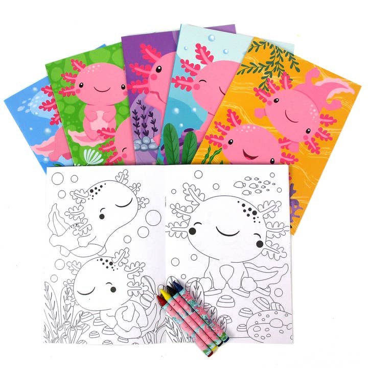 Axolotl Målarböcker med Crayons Party Favors för wholesale av Tiny Mills