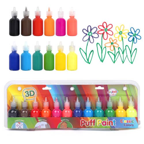 Playkidiz  3-D Art Puff Paint For Kids, 12 Pack Color Pack S for wholesale by The Toy Group