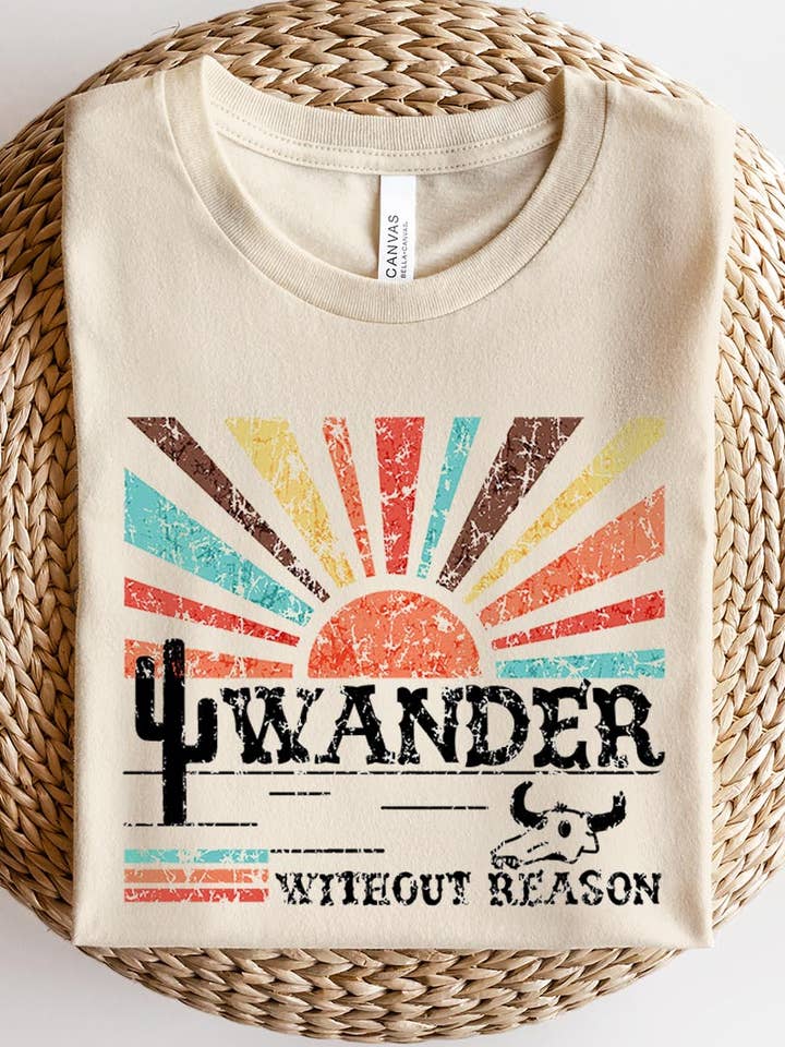 WANDER WITHOUT REASON,BULL SKULL,CACTUS,SUN RAYS UNISEX for wholesale by COLORBEAR