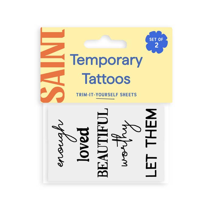 Affirmations Temporary Tattoos for wholesale by Saint Tattoos