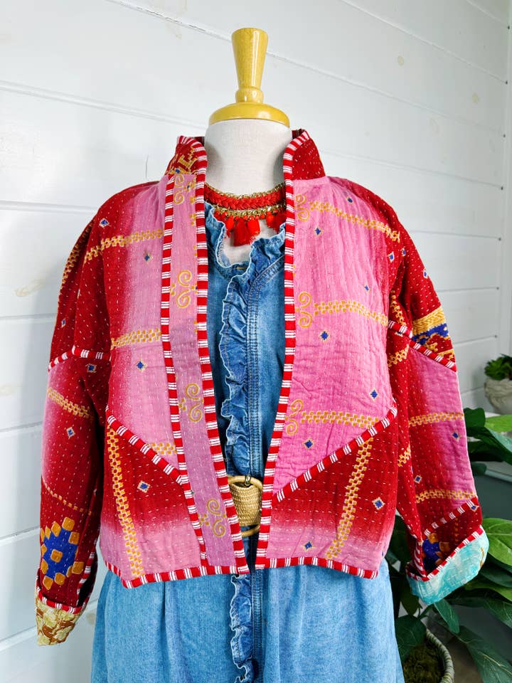 Folklore Couture - Wholesale Bomber Jacket - Women's - Blanket Coat | Kantha Quilted Bomber Jacket | Patchwork Coat