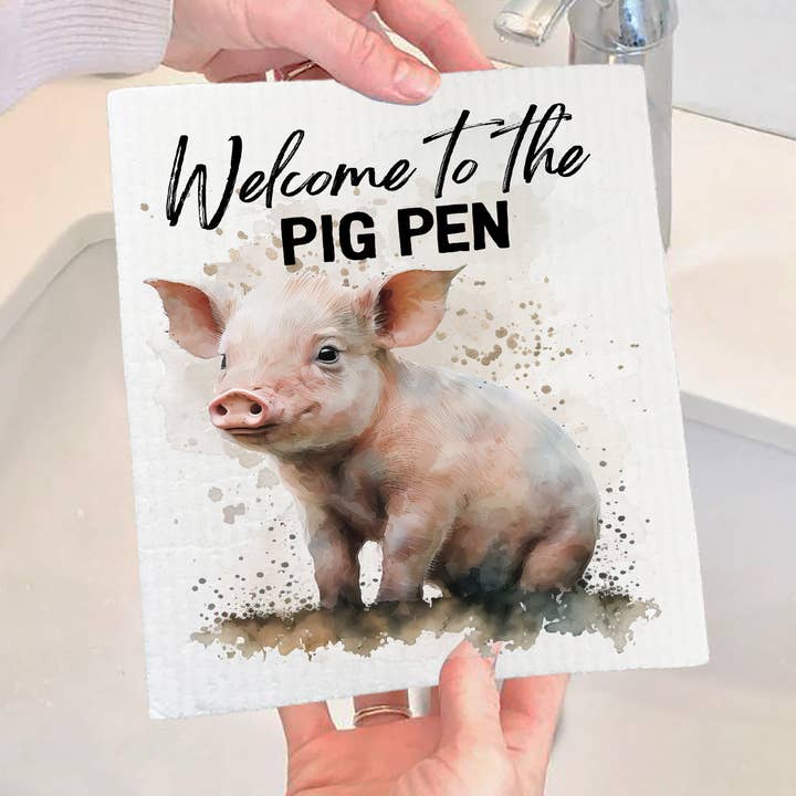Welcome to the Pig Pen Piglet Swedish Dishcloth for wholesale by Avery Lane Gifts
