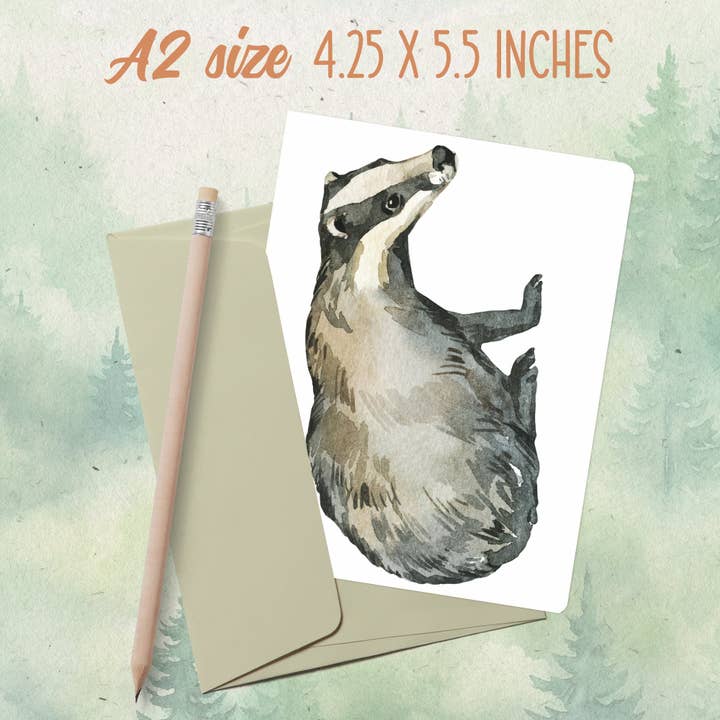 Handmade badger greeting card for wholesale by Soul Familiar