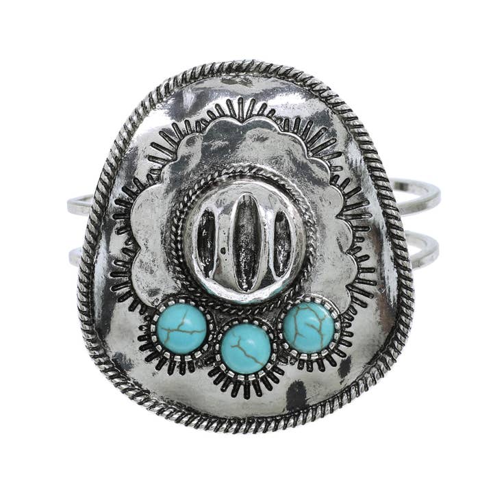 SP Sophia Collection - Wholesale Cuff Bracelet - Western Stone Cowboy Hat Cuff Bracelet