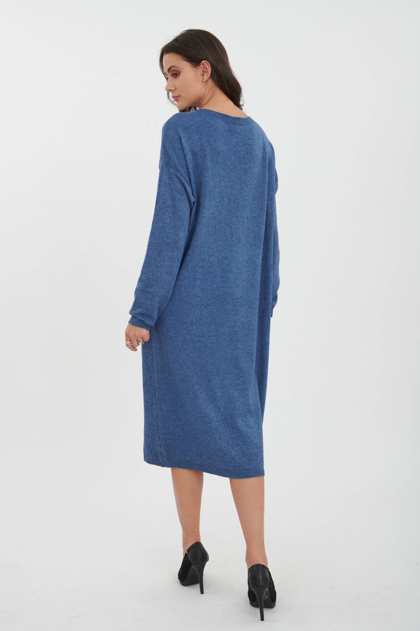 ORNELLA PARIS - Wholesale Dress - Women's - LEL-R22271 plain long sweater dress25