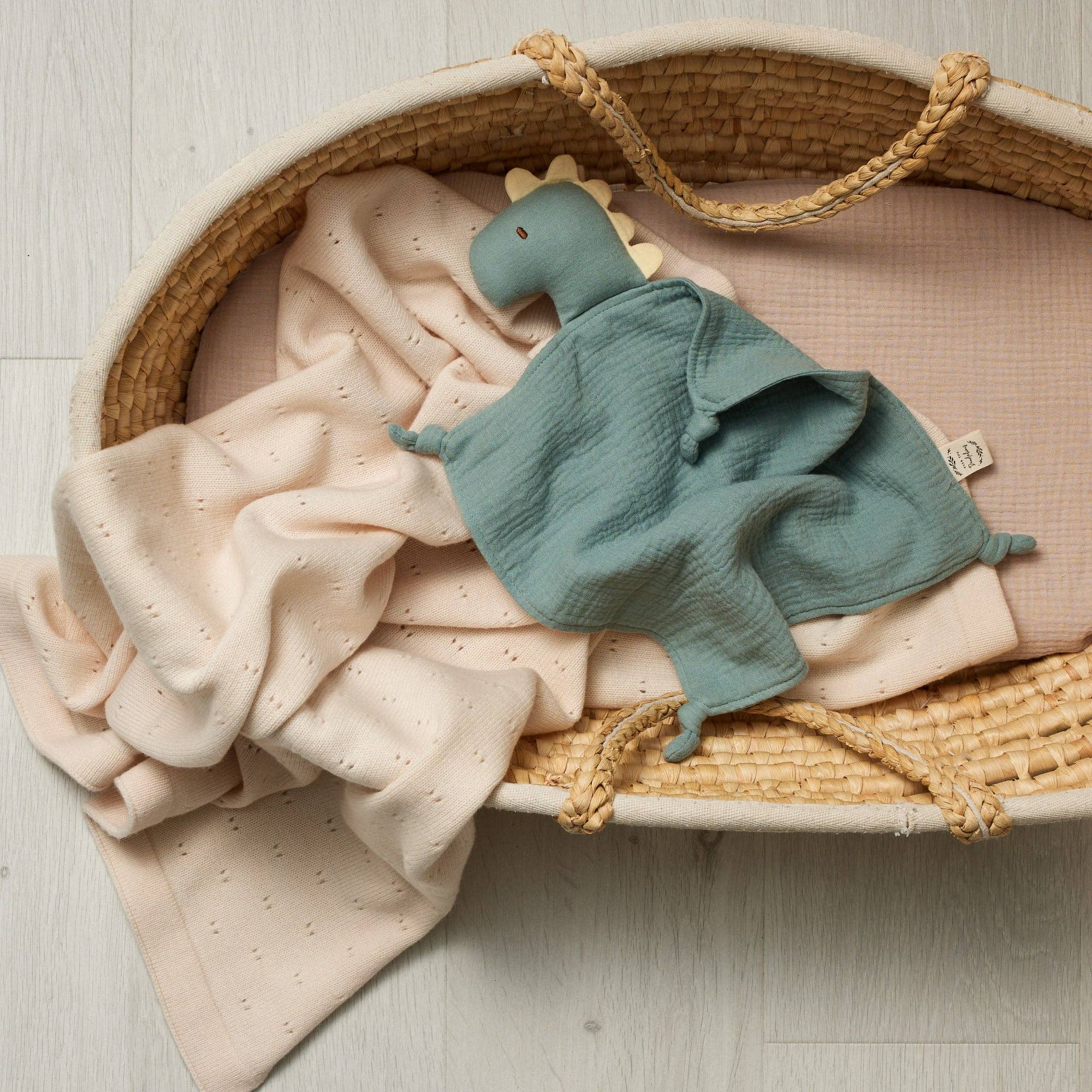 Over the Dandelions - Wholesale Security/Cuddle Blanket - Baby - Organic Muslin Dinosaur Lovey2