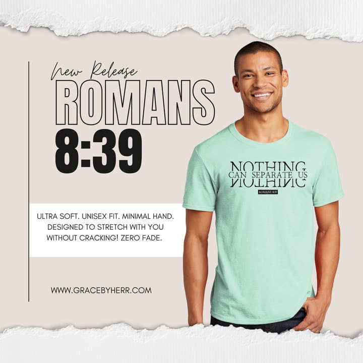 T-shirt Romans 8:39 DTF pour homme pour la vente par Grace by Herr