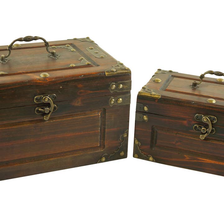 Boxman - Wholesale Gift Box - Wood Embosed Box Set with Metal Handle on the Top, Set of 20