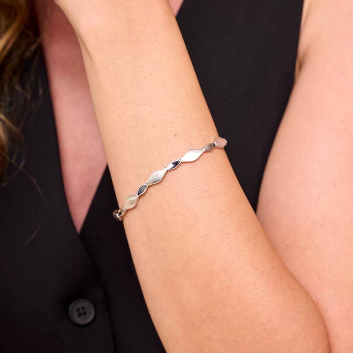 PULSEIRA EM PRATA DIAMANTADA MATTE/GLITTER por atacado de Argent Basic