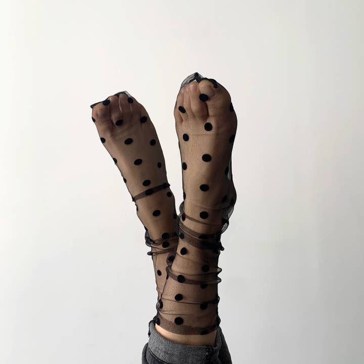 sockette - Wholesale Socks - Women's - Estelle - tulle and velvet polka dot socks