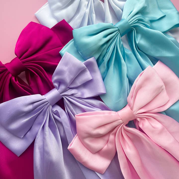 Rock Paper Scissors - Wholesale Hair Bow - Women's - Silky Oversized Ribbon Hair Bow Barrette