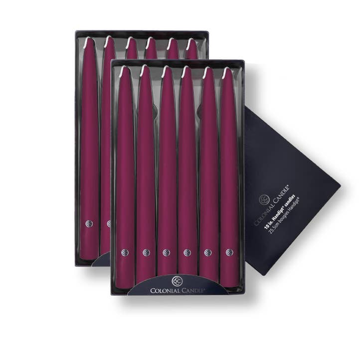 MVP Group International INC - Wholesale Tapered Candle/Candlestick - Mulberry Unscented Handipt Taper Colonial Candle, 10 inch0