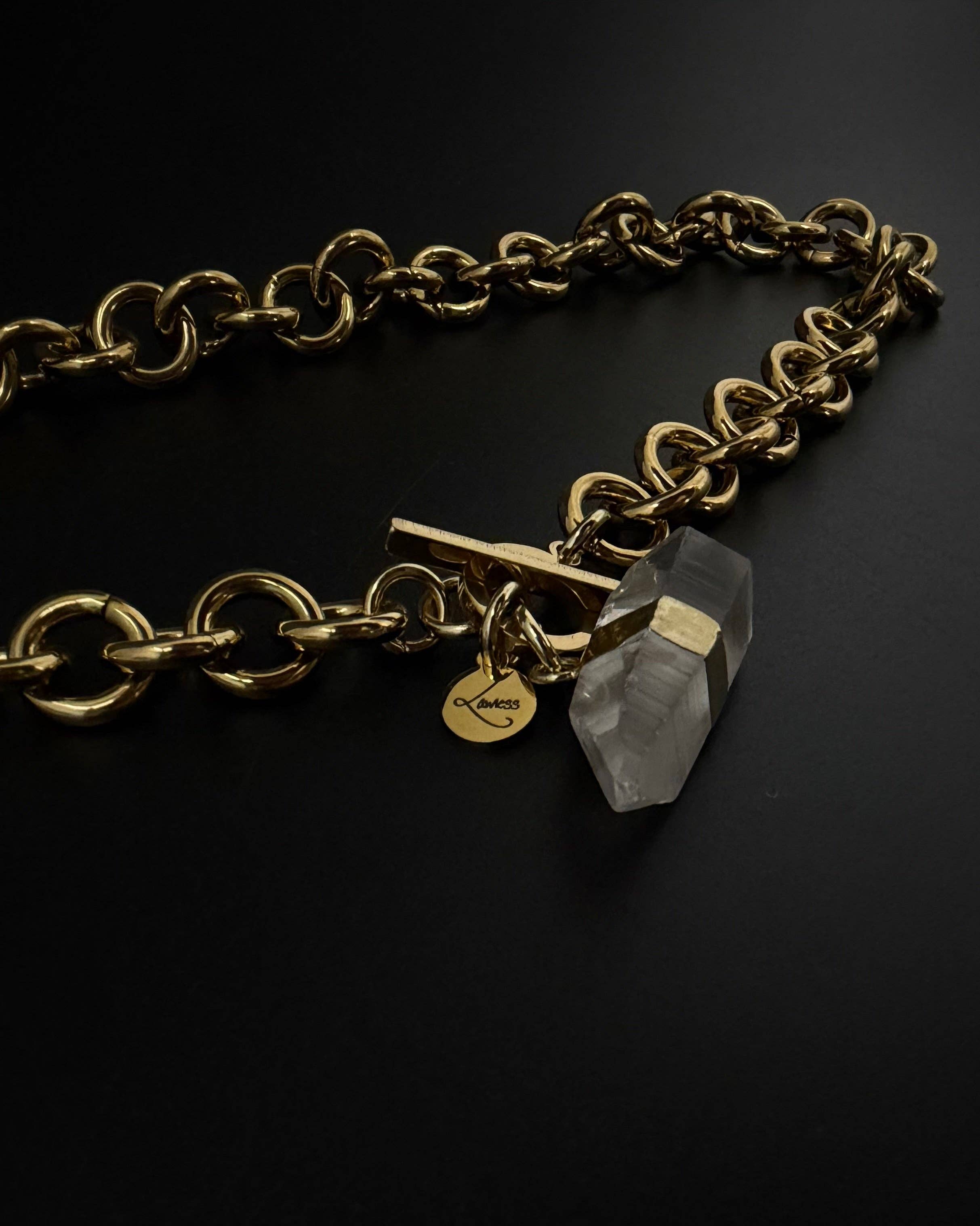 Lawless - Wholesale Pendant/Charm Necklace - Athena Axiom Necklace - 12mm Gold / Quartz Crystal2