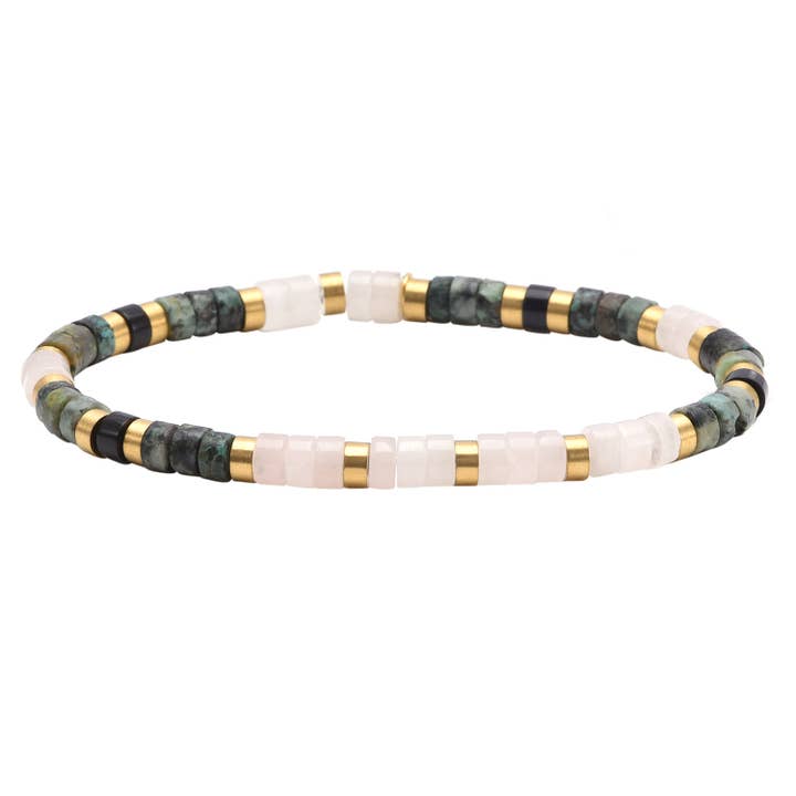 Heishi-pärlarmband 4mm afrikansk turkos amazonit för wholesale av SIXTY STONES