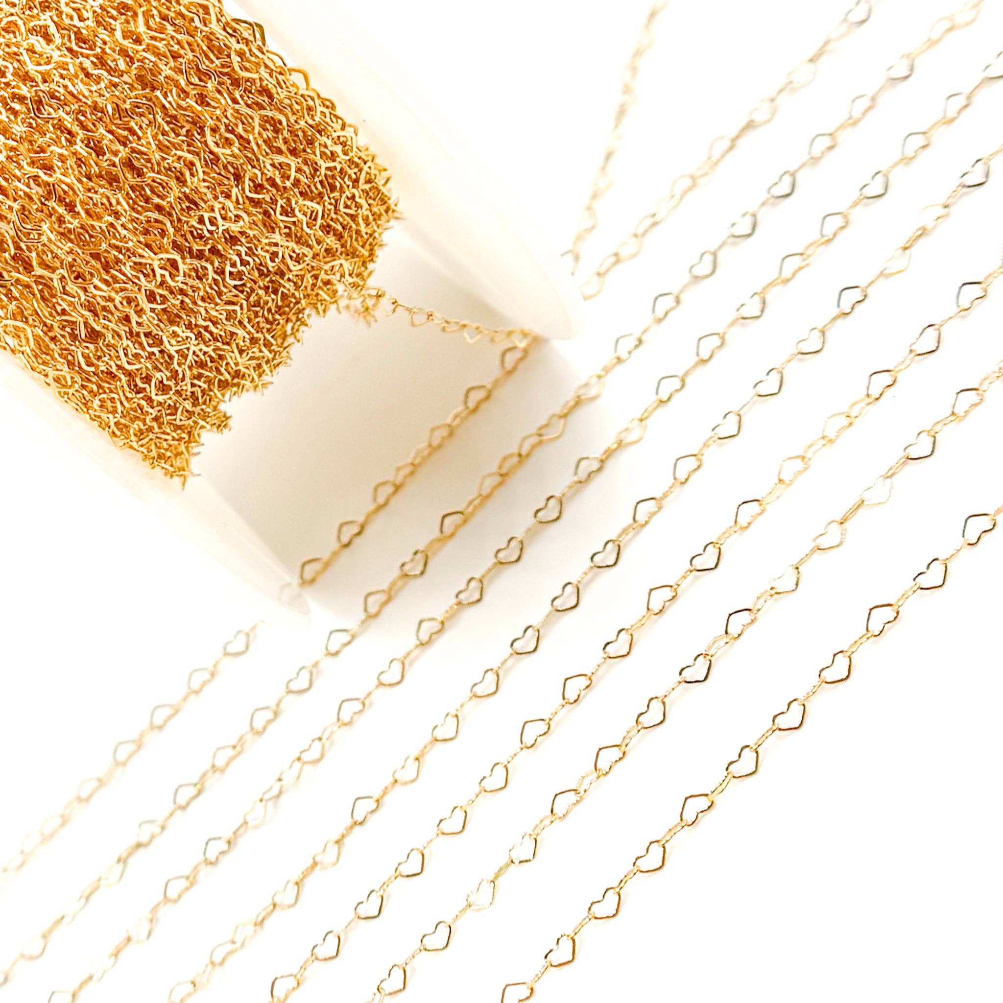 Jewels & Chains - Wholesale Link & Chain Necklace - 25F/SP-14K. 14K Yellow Solid Gold Flat Heart Link Chain5