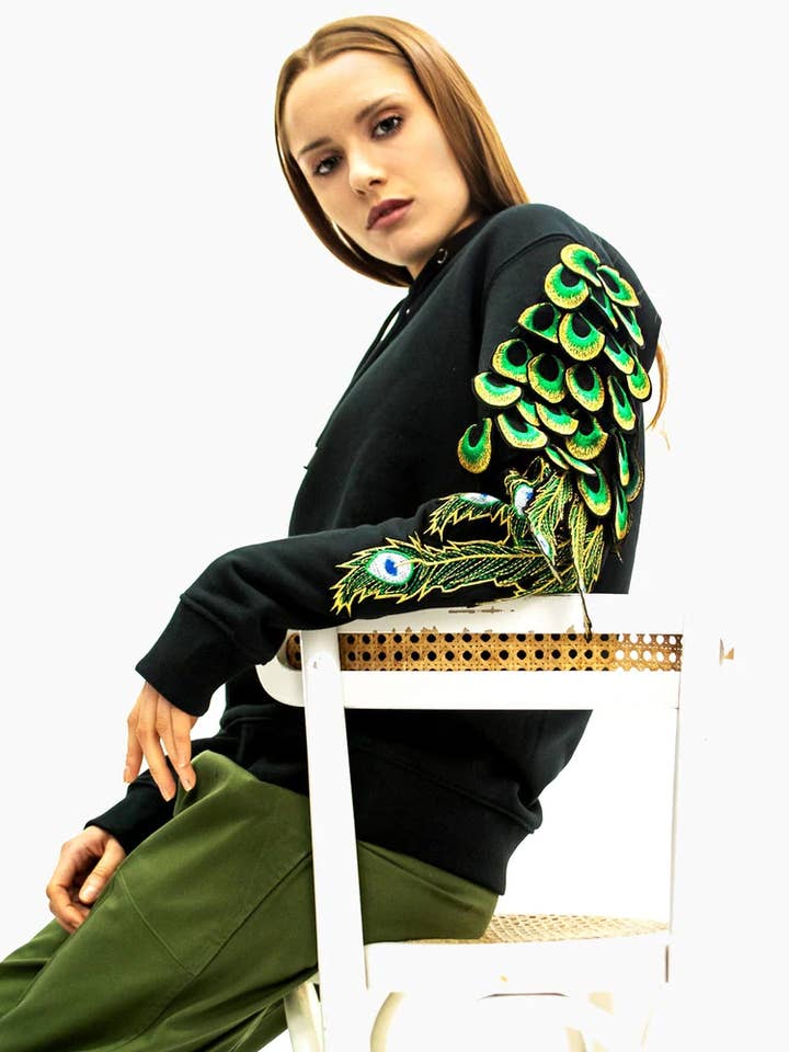 RAGEV14-PEACOCK HOODIE BLACK for wholesale by Ragyard