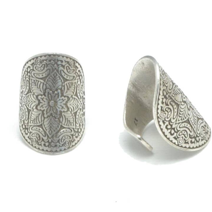 Anel Mandala Torres del Paine em Prata Esterlina Banhada por atacado de CozyDetailz