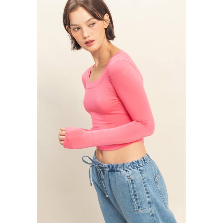 HYFVE - Wholesale Shirt - Women's - Cropped Scoop Neck Long Sleeve Top7