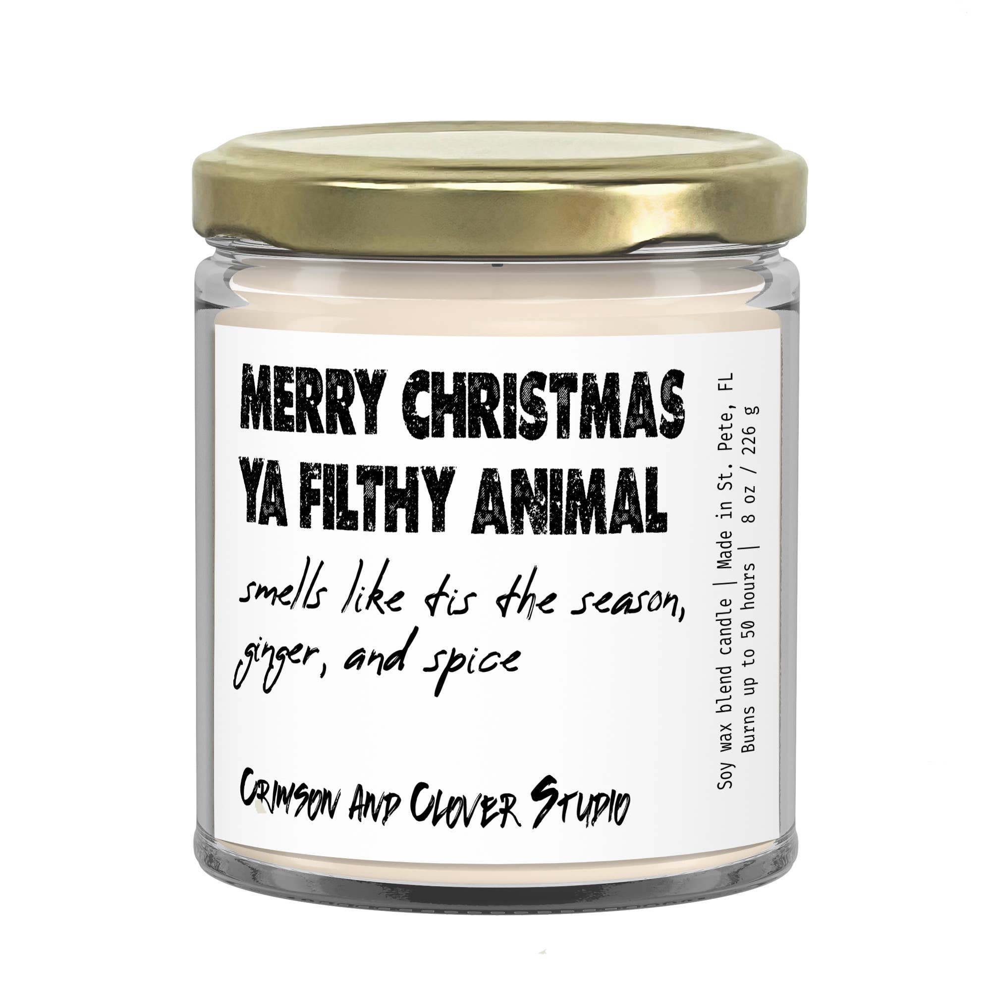 Crimson and Clover Studio – wholesale Burkljus – God Jul Din Smutsiga Djur Roliga Ljus0