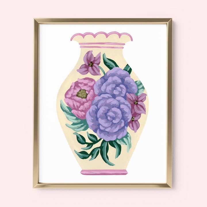 Cream Vase with Flowers Mini Art Print for wholesale by Mia Whittemore