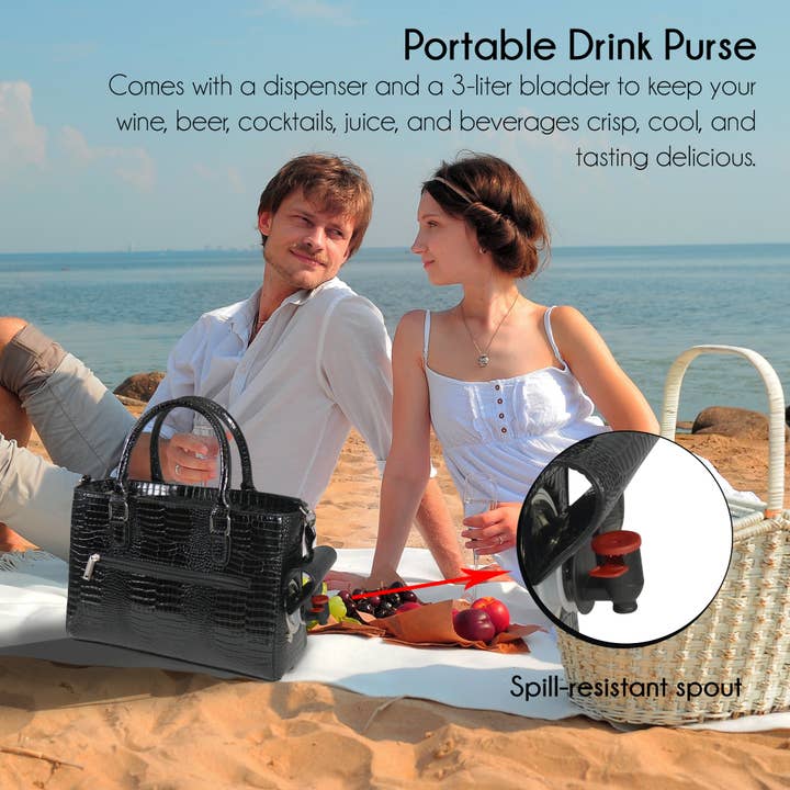 Primeware Inc. - Wholesale Wine Tote - Drink Purse | Wine Purse Croc Design6