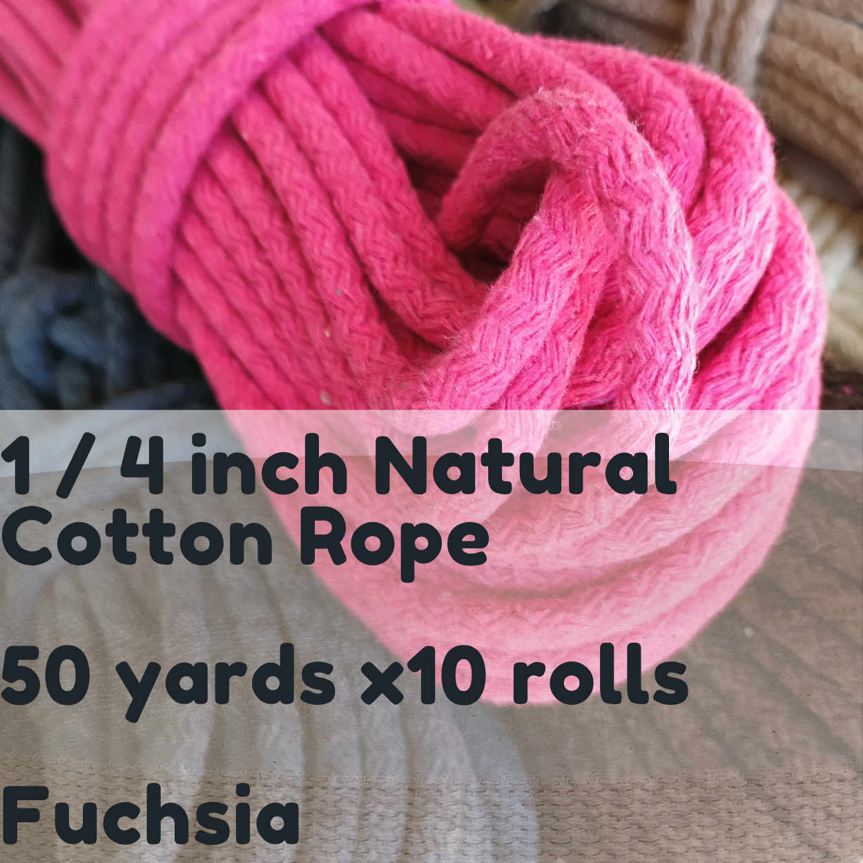 Dream Trimming Goods LLC - Wholesale Craft Supplies - Fuchsia Cotton Rope 1/4' inch x 500 Yrd –Macrame Braided 5